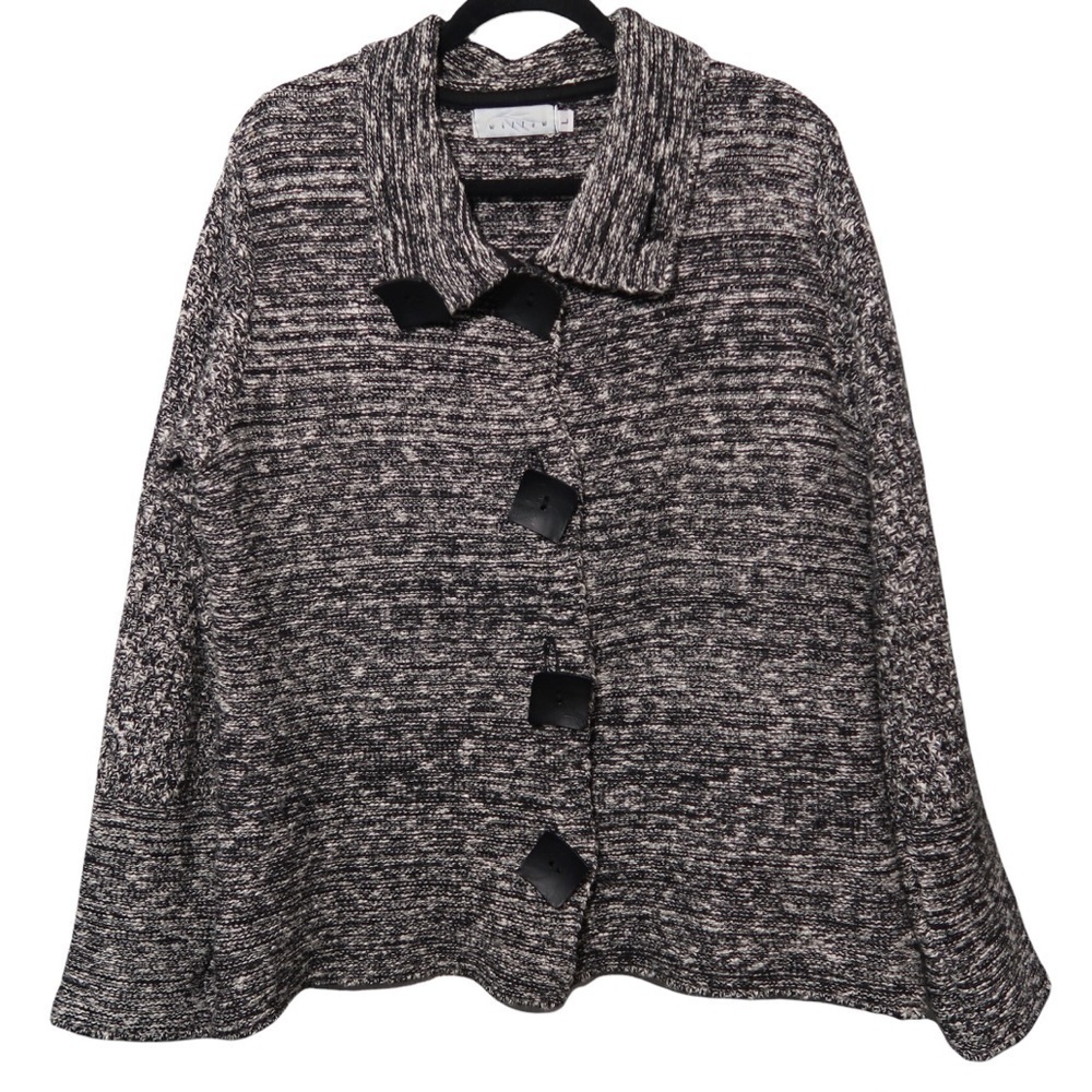 Heather Gray Knit Cardigan Button‎ Up Cozy Cottagecore Anthropologie Willow Lg